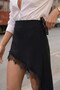 Women's Noire Lace Asymmetrical Mini Skirt Black – Lace Detailed, Side Half Zipper - 2