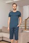 Men's Short Sleeve Capri Modal Pajama Set 260025 Indigo01