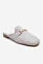 Senia White Knitted Genuine Leather Buckle Closed-Front Women's Slippers - 3