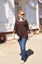 Plus Size Brown Shirt with Lace Detail - 3
