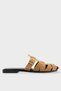 Gold Accessory Belt Buckle Detail Suede Women's Slippers Taba