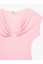 Bürümcük Fabric Textured Slim Fit Sleeveless V-Neck T-Shirt with Knot Detail - 3