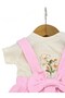 Dar Kalip! Baby Girl Ribbed Fabric Salopet Skirt and T-Shirt 2-Piece Stylish Holiday Set 9-24 Months - 3