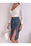 Women's Elastic Waist, Front Slit, Standard Size Sml Compatible, Midi Length Pencil Skirt, Length 70 cm - 4