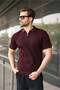Plum Half Zipper Detailed Polo Collar Knitwear Men's T-Shirt E7492 - 5