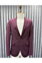 Men's Burgundy Double Flap Pocket Detailed Single Button Blazer Jacket