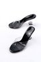 S-619 Black Patent Leather Transparent Banded Transparent Heeled Round Toe Women's Slippers - 3
