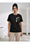 Cute cat pocket print short sleeve summer t-shirt - black - 3
