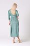 Maternity Half Sleeve V-Neck Belted Waist Midi Length Satin Dress Green - 8