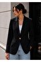 Women's Black Blazer Jacket with Pocket Detail - 2