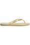 Square Logo Metallic Women's Butter Color Comfortable Non-Slip Beach Flip Flops - 4