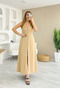 Women's Strap Square Neck Front Zipper Wide Cut Janjan Crepe Dress - 3