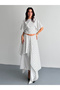 Women's Front Pleated Detailed Polka Dot Skirt and Blouse Double Set