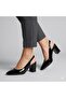 (Pine Cone) Closed Toe Thick Heeled Women's Shoes Black - 2