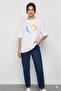 Design Heart Front Print Oversize Cotton Crew Neck Unisex T-Shirt