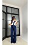 Women's Shawl Detailed Basic T-Shirt with Elastic Waist Loose Pants Top-Bottom Modal Set - 3