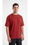 Men's Red Oversize T-Shirt Comfortable Fit Crew Neck Combed Cotton Fabric - 6