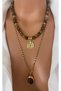 Two Necklaces Coffee Cockeye Steel Chain Gold Plated Necklace Set in Gift Box