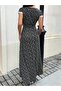 Women's Short Sleeve Deep V Neck Lace Detailed Floral Patterned Long Single Jersey Dress - 6