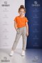 Girls' Plain Trousers with Elastic Waist, Lycra, Folded Cuffs Style 8.Mdl