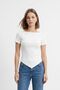 Ecru Boat Neck Asymmetrical T-Shirt 0459 - 2