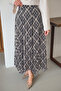 Women's Stitching Detail Ethnic Pattern Elastic Waist Chiffon Skirt Anthracite - 3