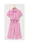 Girls' Flower-Embroidered Flamingo Linen Set - 2
