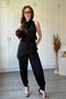 Lace Detailed Asymmetrical Black Satin Carrot Set - 2