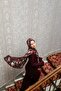 Amore Ivy Pattern Shawl - Burgundy-Black