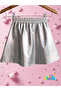 Summer Pink Devore Crop Top and Janjan Silver Shiny Skirt Girls' Two-Piece Set - 7