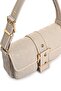 Women's Beige Buckle-Closed Patterned Faux Leather Shoulder Bag - 5