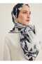 Gray Floral Patterned Soft Scarf - - 3