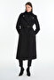 Collar Detailed Belted Mantle Black 13866 - 3