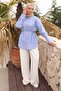 Blue Waist-Tie Striped Loose-Fit Shirt - 3
