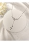 Women's Silver Color Steel Chain Star Figured Dangle Stone Minimal Stylish Cast Necklace - 5