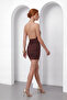 Women's Brown Collar Detail Drawstring Waist Mini Dress - 6