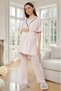 New Season Powder Summer Pajama Set with Piping Detail, Special Design, 100% Cotton, Short Sleeve, Maternity Pajama Set, 3-Piece Set - 7