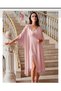 Powder Color Lace Cotton Nightgown and Dressing Gown Set - 3