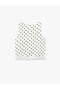 Lace Detailed Bow Detailed V-Neck Sleeveless Polka Dot Viscose Blouse - 4