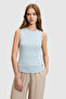 Women's Light Blue Crew Neck Basic T-Shirt 50321799-Vr003 - 3
