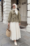 Lace-Up Skirt Top Kimono Y0126 - Light Khaki - 2