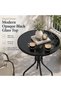 Patio Round Table Opaque Tempered Glass top - Outdoor Table, Outdoor Side Table, Metal Coffee Table for Outdoor Patio, Balcony, Poolside, living room Table - Opaque - 4