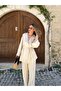 Natural Single Button Belted Kimono Set - 007 - 4
