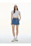 Selenis Buttoned Front Mid Indigo Jean Shorts Skirt