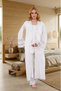New Season Ecru Long Dressing Gown with Special Lace Detail Design 100% Cotton Maternity Pajama Set - 7