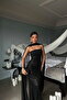 Black Plunge Shawl Detail Sequined Maxi Strapless Long Dress Ate-4794 - 2