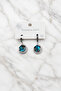 Women's Silver Color Blue Stone Sky Earrings Dangle Steel Hoop Earrings - 2