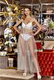 Women's Lace Embroidered Tulle Dowry Nightgown and Dressing Gown Set 4067 - 2