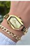 Rectangular Women's Wristwatch - Adjustable Chain Steel Band - Comes with Bracelet Gift - 5