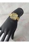 Women's Gold Color Mesh Cord Stone Square Dial Steel Bracelet Watch - 2